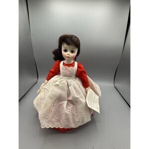 Vintage Madame Alexander Little Women Jo Doll Red Dress Tagged 10”